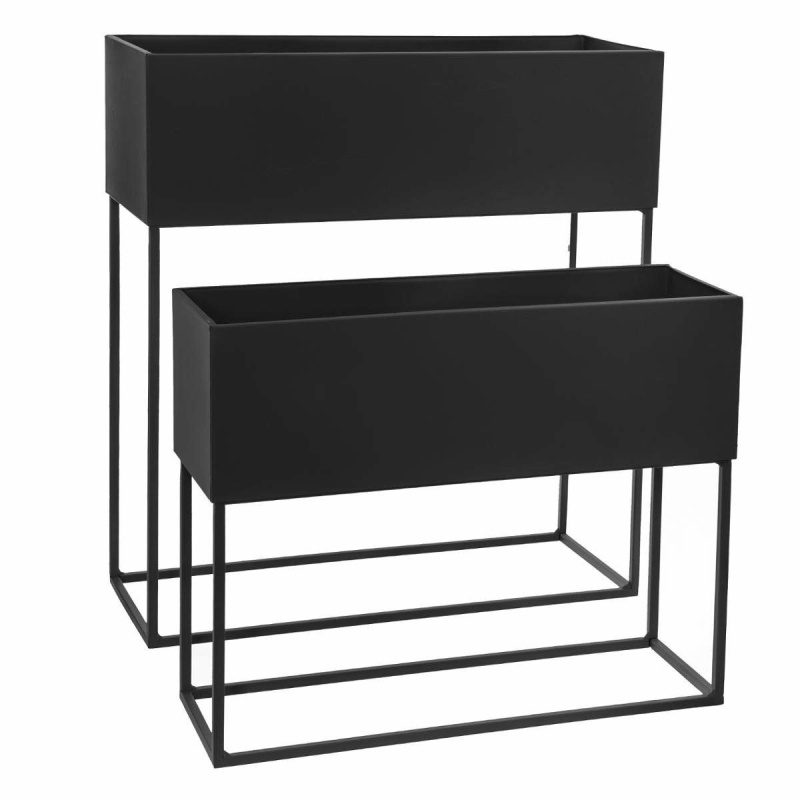 Atmosphera Černé zahradní květináče z kovu, moderní design 164334 černá