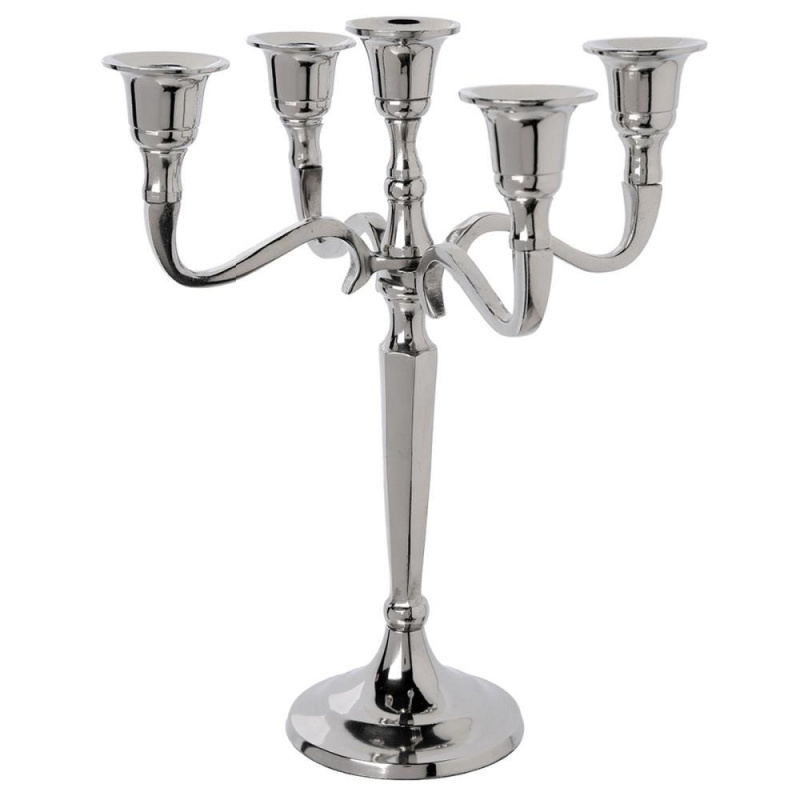 Atmosphera Kovový svícen stříbrný, 22 cm stříbrná