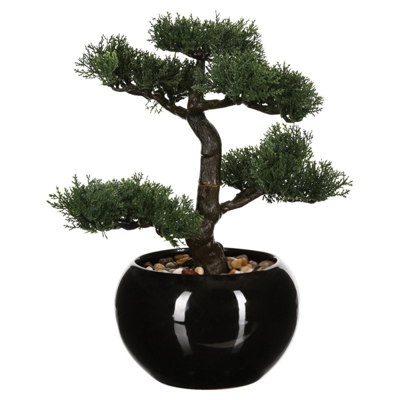 Atmosphera Umělý bonsaj v černém květináči, dekorace do vašeho bytu, 36 cm 116179 černá
