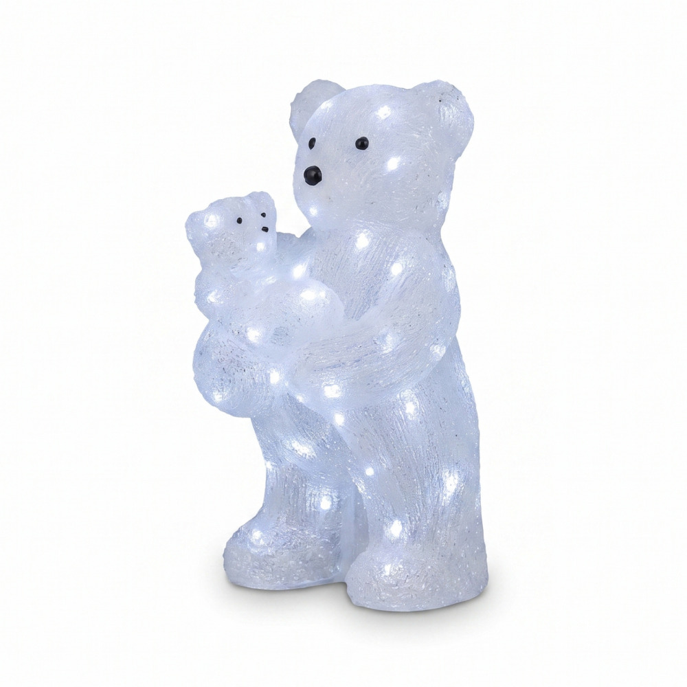 Fééric Lights and Christmas LED svítící medvěd, venkovní akrylová dekorace, 56 LED, výška 44 cm bílý
