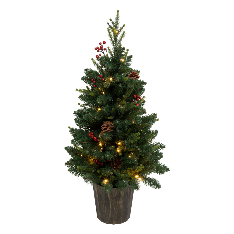 Atmosphera Umělý stromeček v květináči KAPPI se světýlky, 96 cm zelený