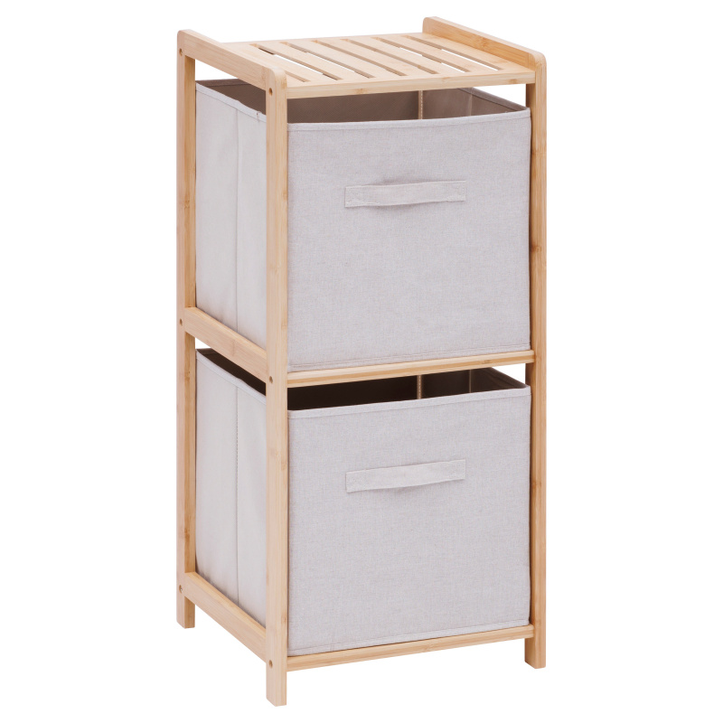 5five Simply Smart Bambusový regál TIDY se dvěma látkovými boxy, 34,7 x 33 x 77,5 cm béžová