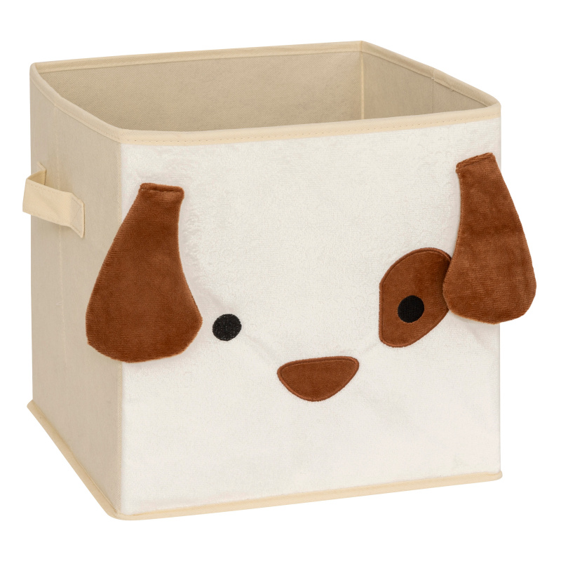 Atmosphera for kids Textilní kontejner ANIMAL, dětský motiv, 29 x 29 x 29 cm, pejsek béžová