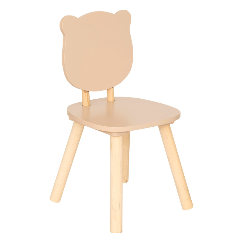 Atmosphera for kids Dětská dřevěná židlička nohy FJELLA, medvěd béžová