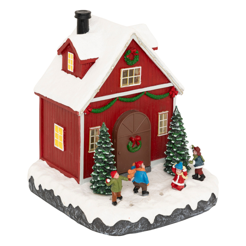 Fééric Lights and Christmas Vánoční domek, 16 LED, 18,5 cm bordó