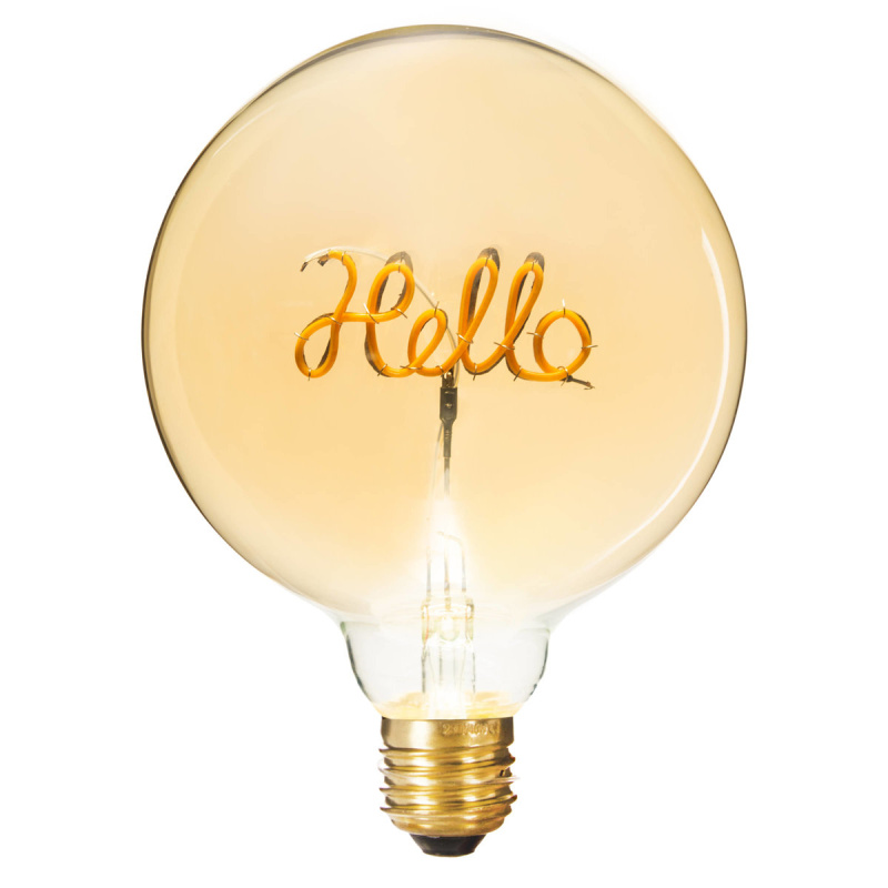 Atmosphera Designová žárovka HELLO, LED, jantarová žlutá