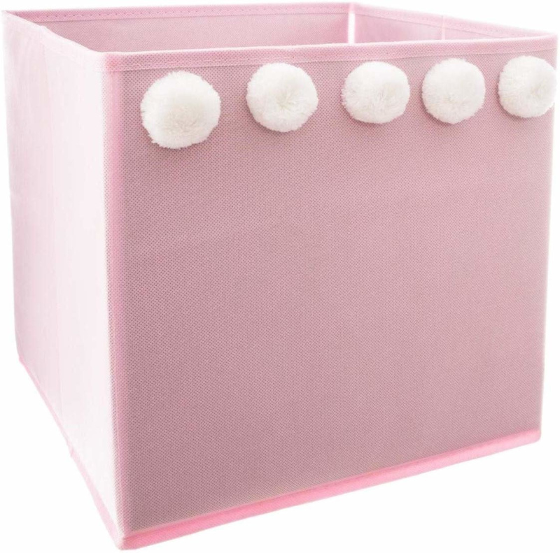 Atmosphera for kids Úložný box, krabička na hračky POM, růžová, 29x29x29 růžová