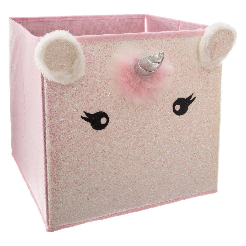 Atmosphera Úložný box na hračky Jednorožec, růžový, 30 x 30 cm růžová