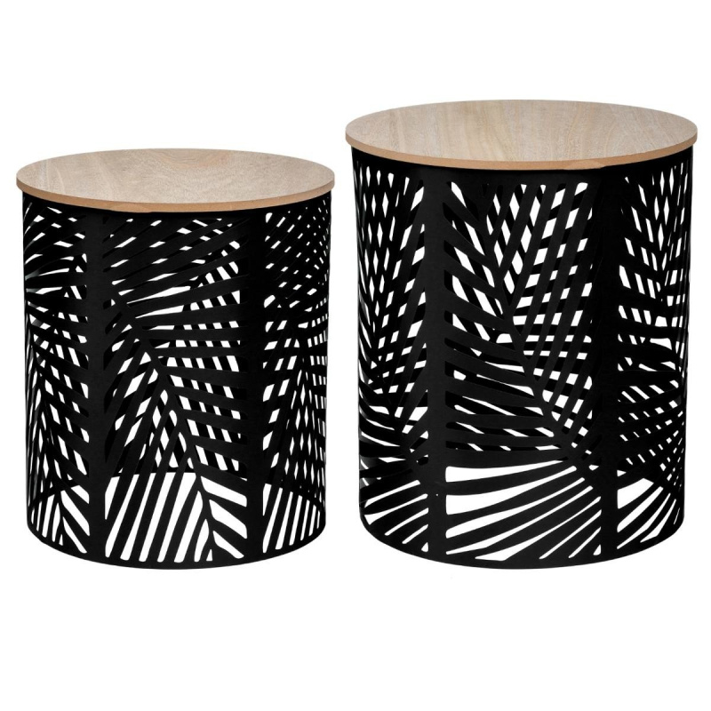 Atmosphera Interior Designer Korbtisch Kumi Metall 30,5 cm x 38 cm hnědá šedá černá