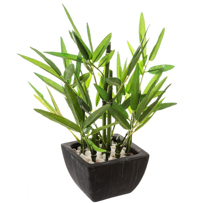 Atmosphera Umělá rostlina BAMBUS, 26 cm, černý květináč zelená
