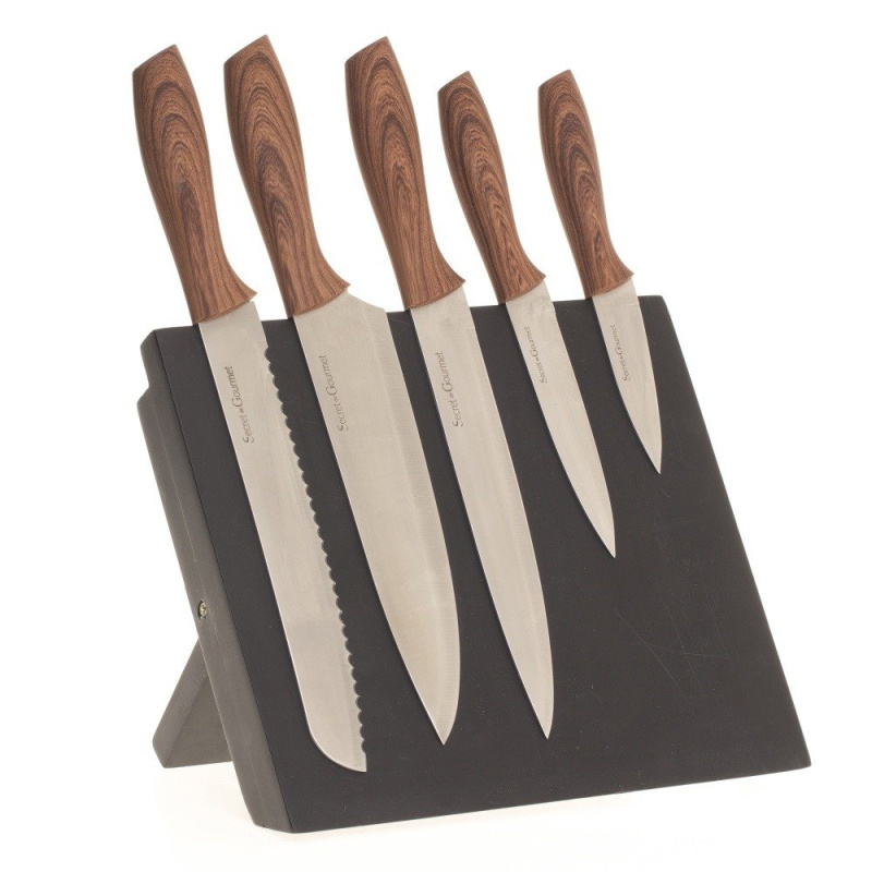 Kuchyňské nože magnetický stojan, balení 5, Secret de Gourmet černá