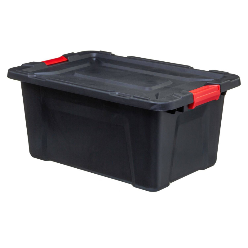 5five Simply Smart Plastový úložný box s víkem, odklápěcí, antracitový, 55 l černá