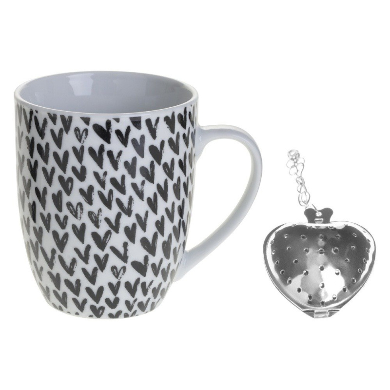 Secret de Gourmet AMOR Porcelán Hrnek na čaj 360 ml černé srdce černá
