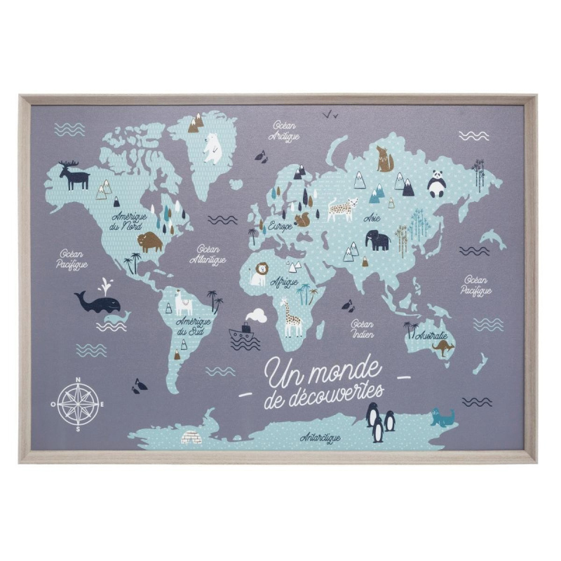 Atmosphera for kids Nástěnná světová mapa pro děti z plastu, 70x50 cm vícebarevná