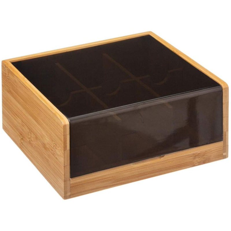 Secret de Gourmet Krabička na čaj, bambusová, 6 přihrádek hnědý
