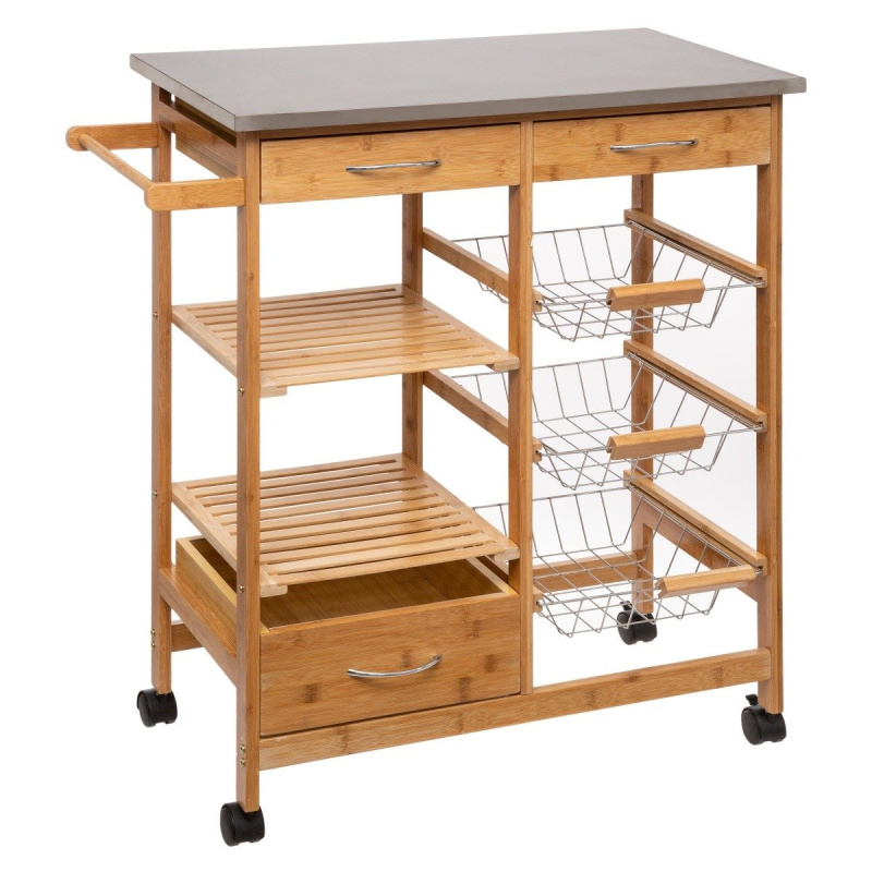 5five Simply Smart Kuchyňský vozík na kolečkách, bambus, 37 x 76 x 86 cm hnědá