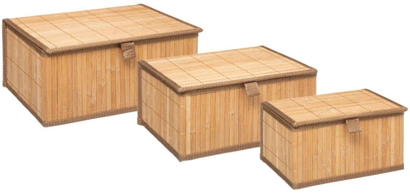 5five Simply Smart Sada bambusových krabic, 3 ks hnědý