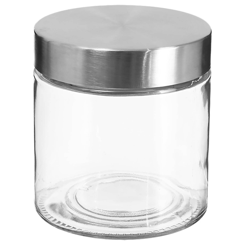 5five Simply Smart Skleněná nádoba na potraviny s víkem z nerezové oceli, 750 ml stříbrný