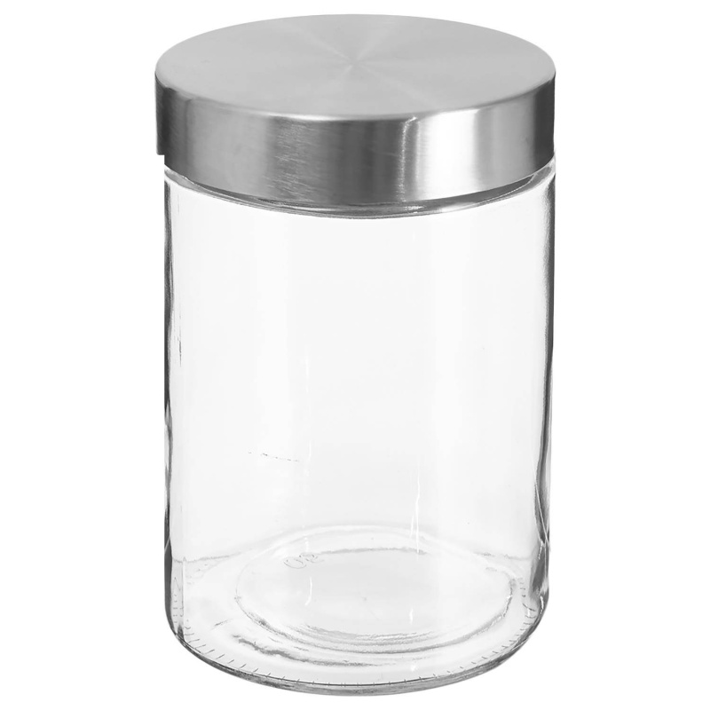 5five Simply Smart Skleněná nádoba na potraviny s víkem z nerezové oceli, 1200 ml stříbrný