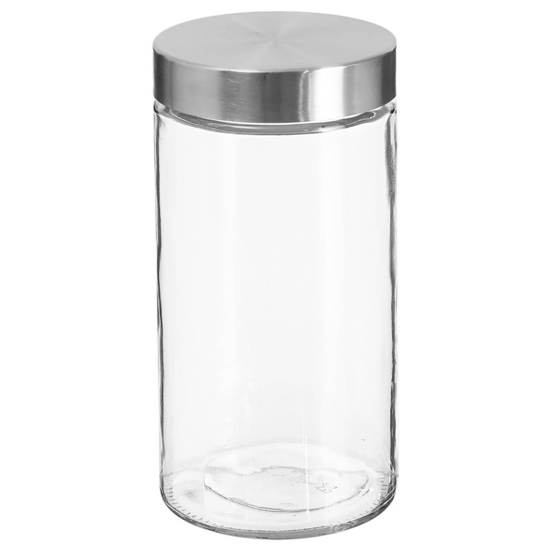 5five Simply Smart Skleněná nádoba na potraviny s víkem z nerezové oceli, 1700 ml stříbrný