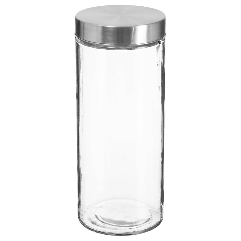 5five Simply Smart Skleněná nádoba na potraviny s víkem z nerezové oceli, 2000 ml stříbrný