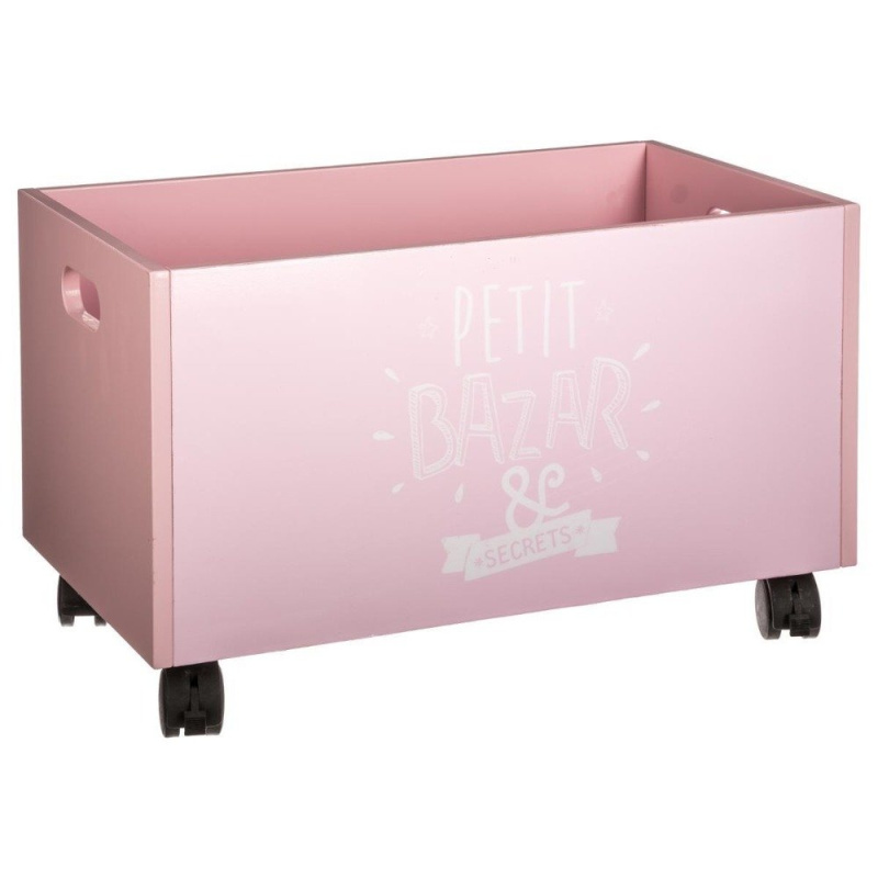 Atmosphera for kids Úložný box na hračky PETIT BAZAR, 48 x 30 x 28 cm, na kolečkách, růžový 127141A růžová