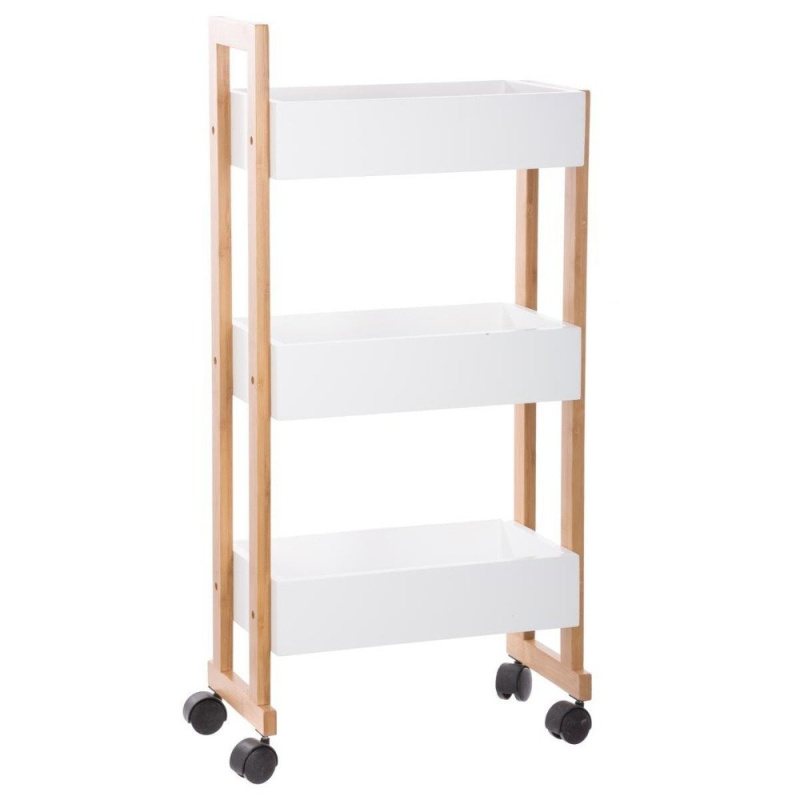 5five Simply Smart Koupelnový regál na kolečkách BAMBOO, 3 úložné police 140853 bílá