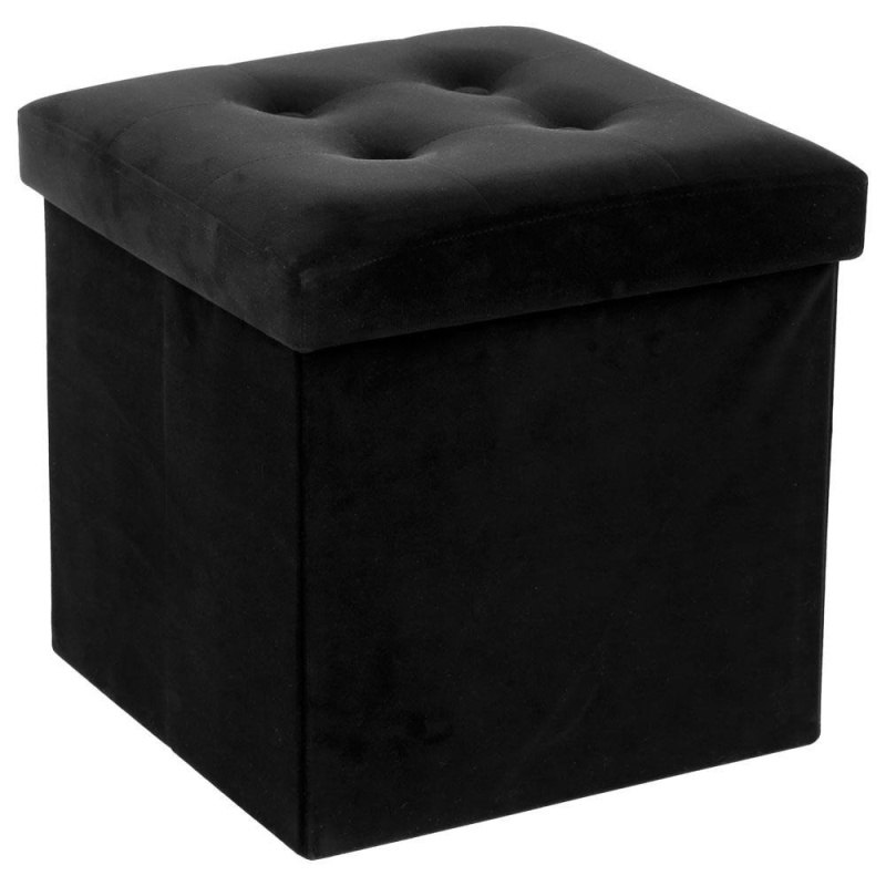 Atmosphera Rozkládací pouf s úložným prostorem, podnožka, nádoba s víkem 2 v 1, černá 121470H černá