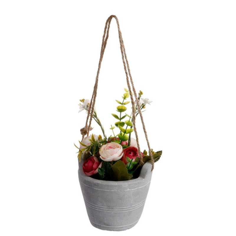 Atmosphera Umělá rostlina v hrnci, růže, červená, 18 cm vícebarevná