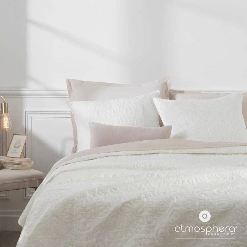 Atmosphera Přehoz na postel + 2 dekorační povlaky na polštáře, 240 x 260, ivory barva 131644A bílá