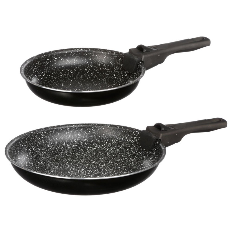 Secret de Gourmet Dvě hliníkové pánve s nepřilnavým kamenným povrchem, 20 cm, 26 cm 135110 černá
