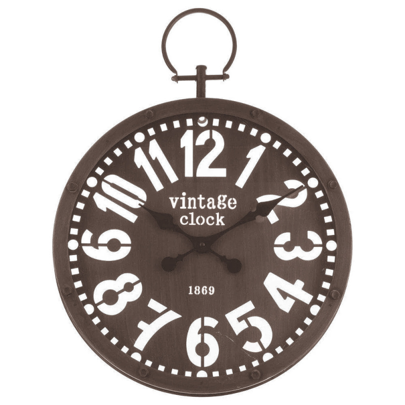 Atmosphera Nástěnné hodiny VINTAGE do obýváku, antracitové 137466 hnědý