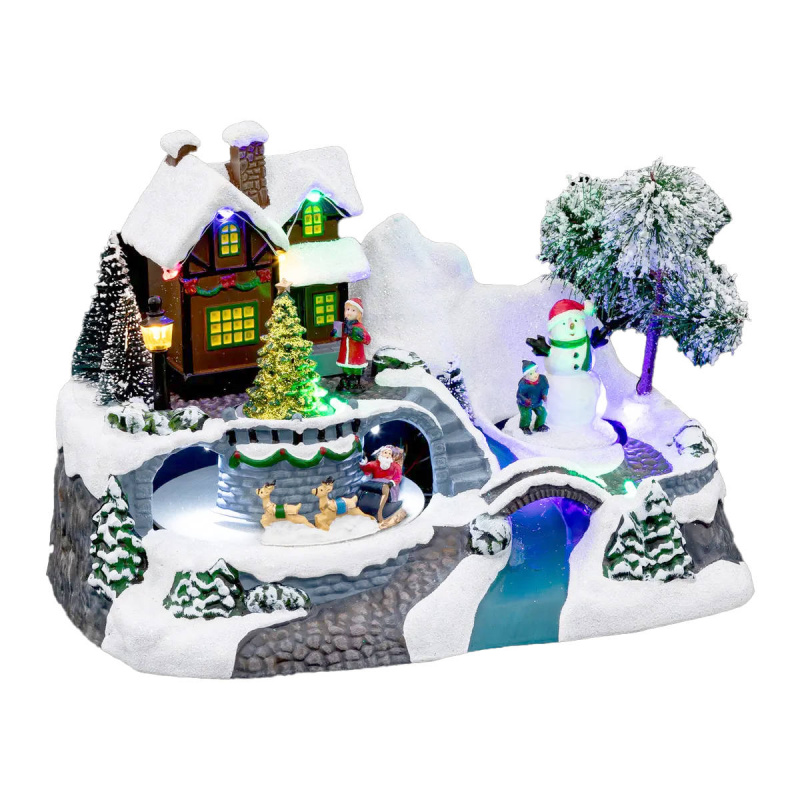 Fééric Lights and Christmas Vánoční vesnička, Vánoční scéna se sněhulákem vícebarevná