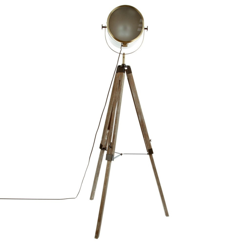 Atmosphera Podlahová lampa trojnožka hnědá, industriální, ve tvaru reflektoru. 136707 hnědá