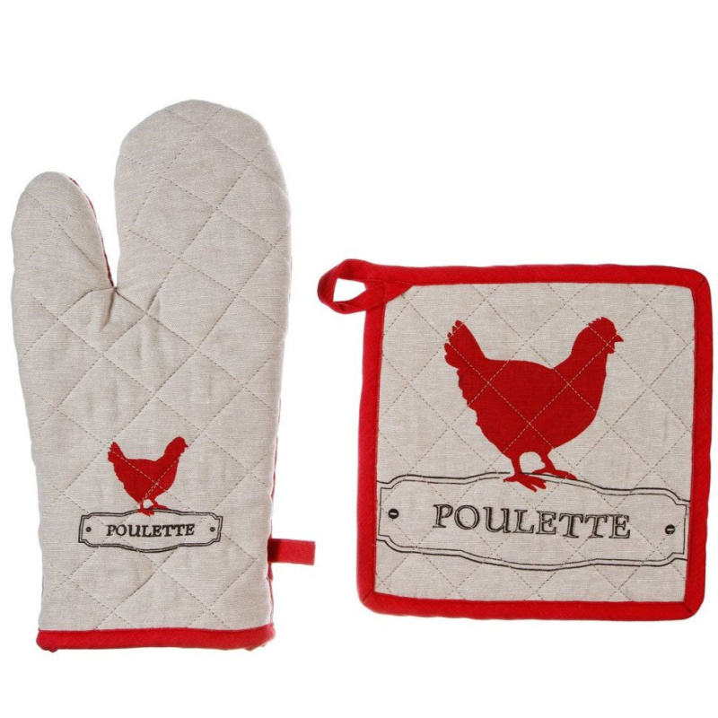 Atmosphera Bavlněné kuchyňské rukavice POULETTE, 20x20 cm vícebarevná