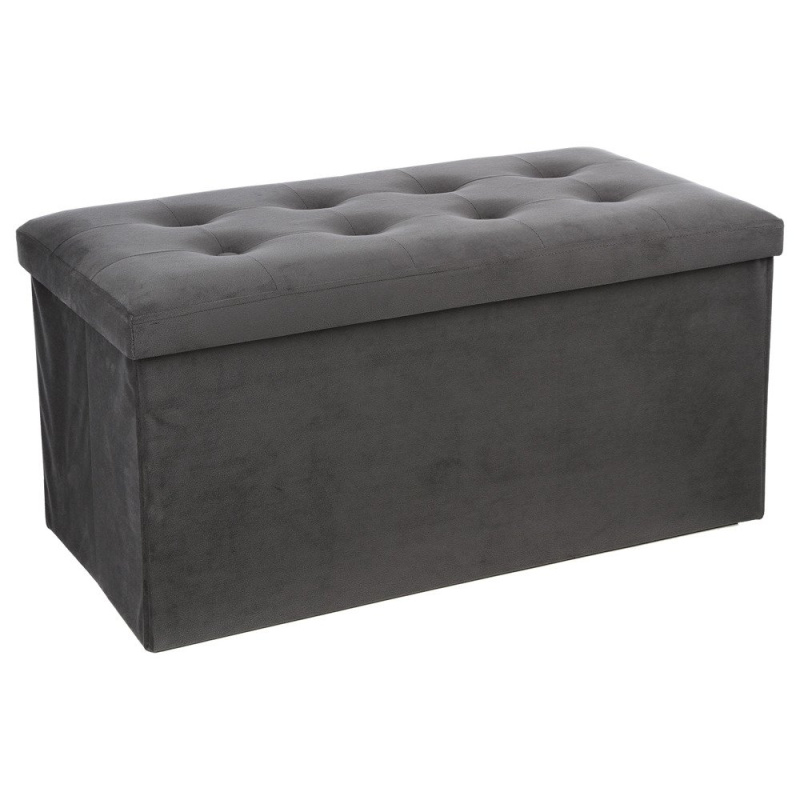 Atmosphera Velký pouf s odkládací přihrádkou v šedé barvě, pouf na chodbu, pouf na pokoj, skládací pouf, sedadlo, pouf 140091E antracitový