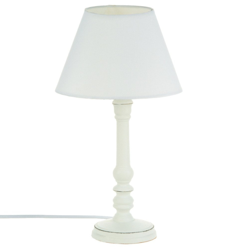 Atmosphera Vintage samostatná lampa s dřevěným stojanem, ideální pro noční stolek nebo stůl 121560 bílá