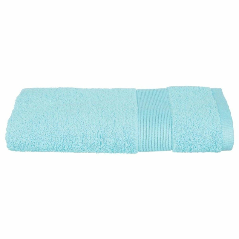 Atmosphera Bavlněná osuška s dekorativním bordyura v barvě aqua, stylový koupelnový textil 125867Q modrý