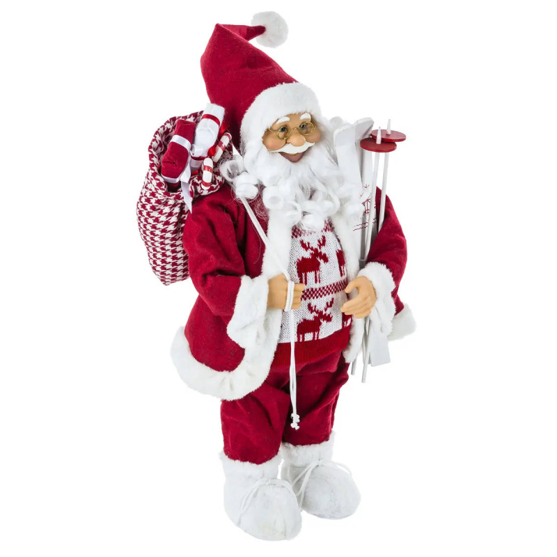 Atmosphera Figurka Mikuláše v roztomilém svetru, 60 cm červená