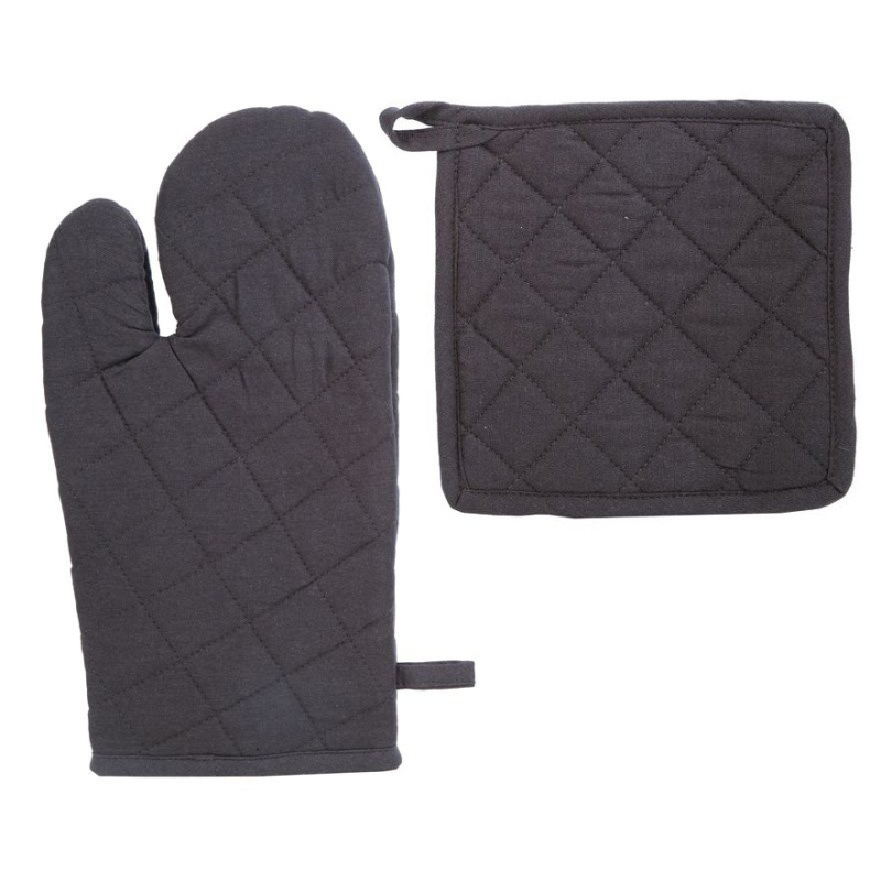 Atmosphera Kuchyňská pa+rukavice, bavlna, černá sada antracitový