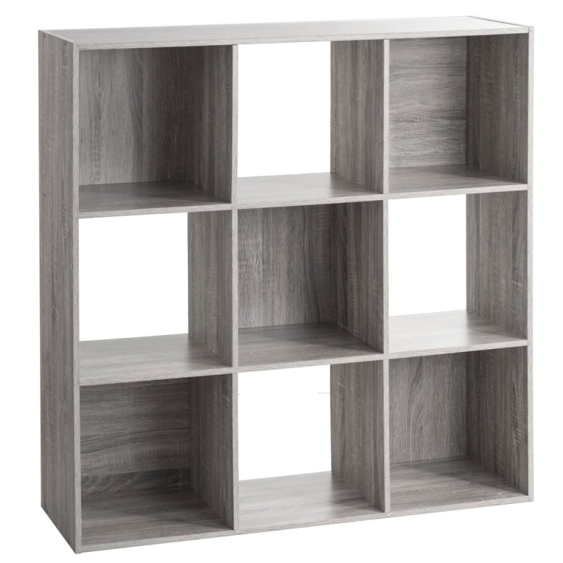 5five Simply Smart Dekorativní regál, police s 9 přihrádkami, 100,5 x 100,5 x 32 cm, MDF šedá