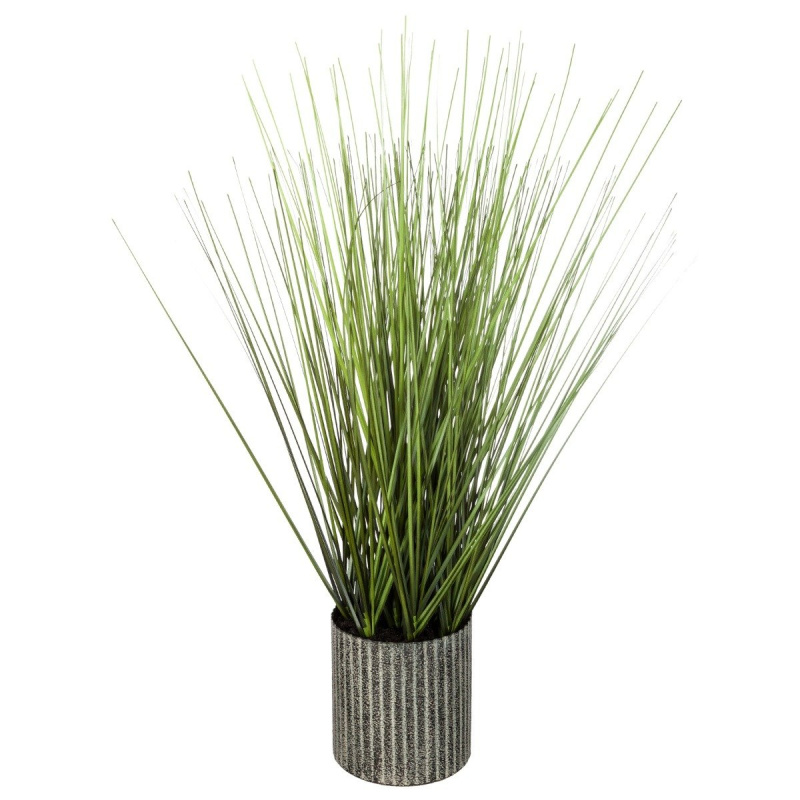 Atmosphera Umělá rostlina TRÁVA, 45 cm, šedý květináč zelená