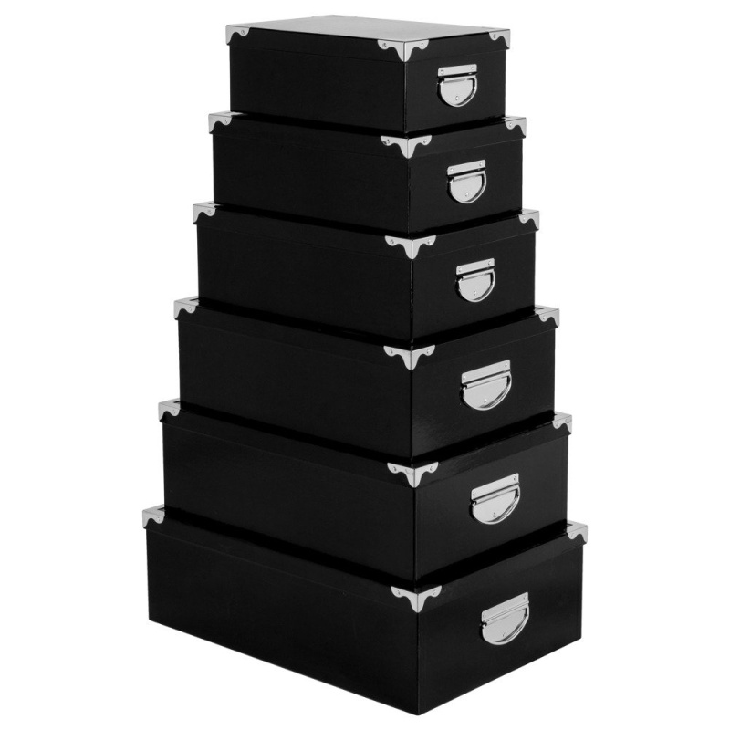 5five Simply Smart Sada šesti obdélníkových úložných boxů, uložné krabičky, černé, FIVE černá