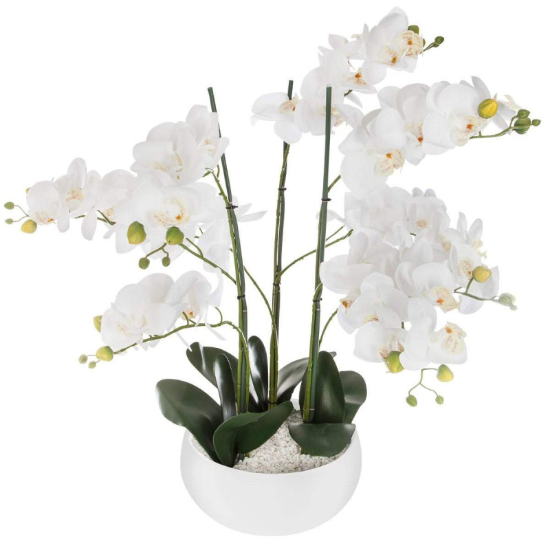 Atmosphera Umělá rostlina, umělá orchidej, bílý květináč, 65 cm bílá