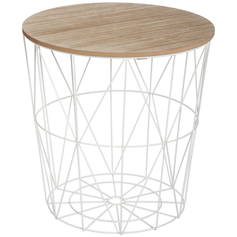 Atmosphera Interior Designer Korbtisch Kumi Metall 41 cm x 40 cm hnědá bílá 157056A bílá