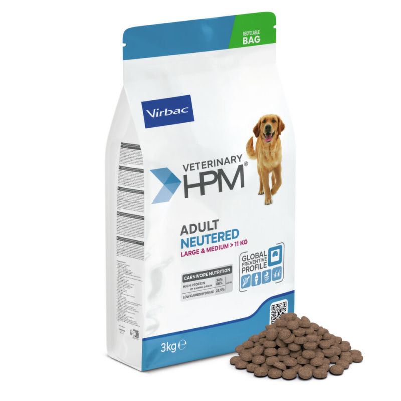VET HPM Adult Dog Neutered Large & Medium 3kg NEW
