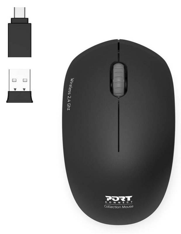 Bezdrátová myš PORT CONNECT Wireless Collection / až 1600 DPI / 2,4 GHz / dosah až 20 m / černá Varianta: ivi1