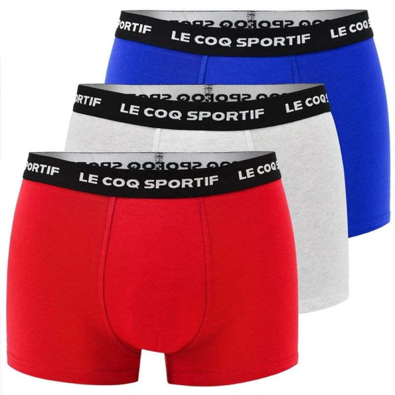 Le Coq Sportif pánské boxerky 3PAK červené šedé tmavě modré L
