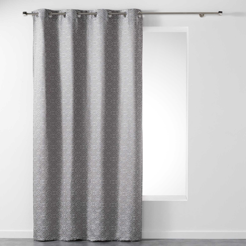 Douceur d'intérieur Závěs pro obývací pokoj na očkách DYNASTIE 140 x 260 cm, světlá šedá barva šedá