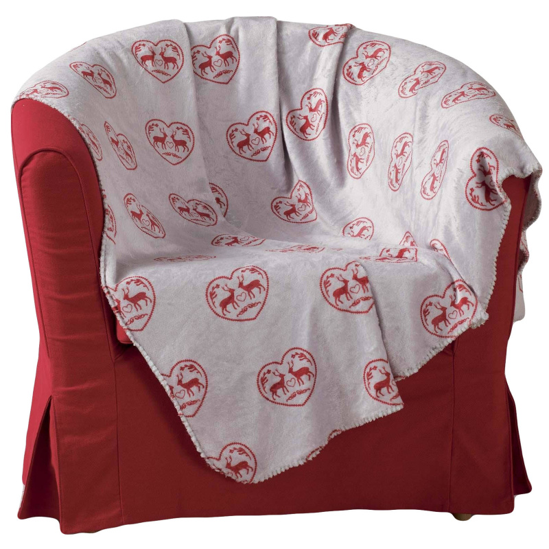 Douceur d'intérieur Přehoz na postel FLANNEL, 125 x 150 cm, s vánočním motivem bílá
